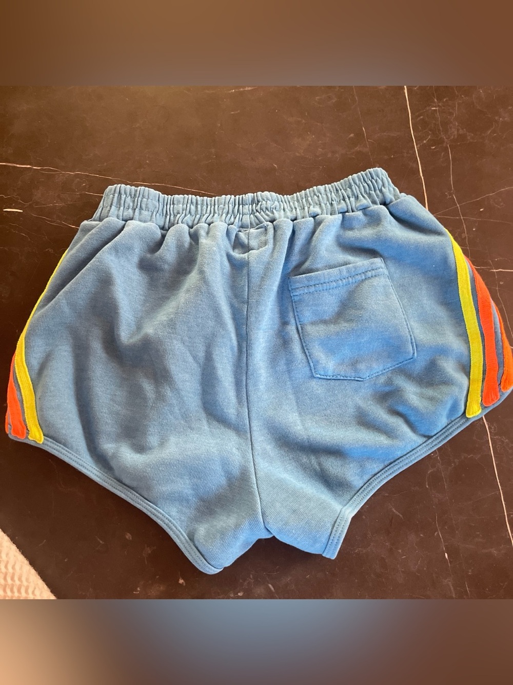 Aviator Nation Light Blue Athletic Shorts with Rainbow Side Stripes XS - Picture 2 of 4